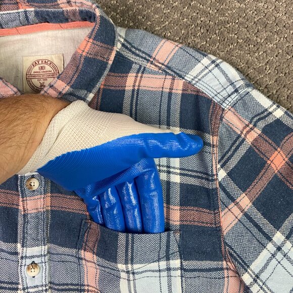 Fat Face Flannel Shirt Men's Large Plaid Check Cotton Iced Blue Pink Button Up - Picture 6 of 16